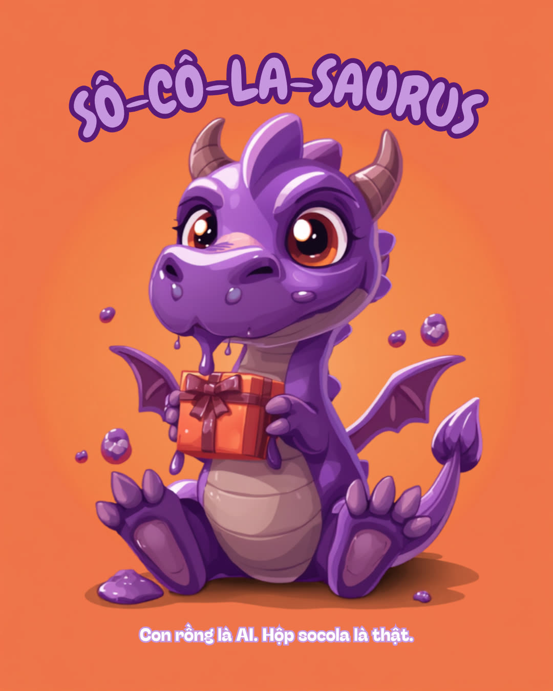 Sô-cô-la-saurus phiên bản tím — nhân vật trên sticker Pháp Lam hiếm tỉ lệ 1/20 hộp